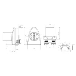 Vitrineskabsls "Vr" til 4-5mm Glas - Messing Look