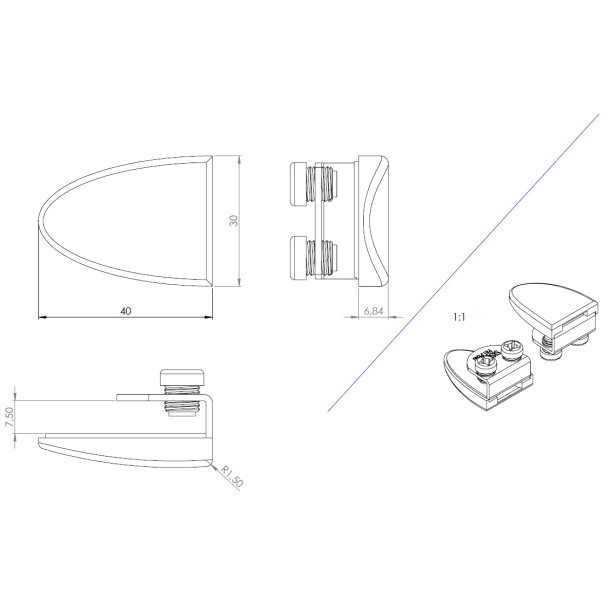Slutblik til Vitrineskabsls "Gero" m/Dobbelt Glas