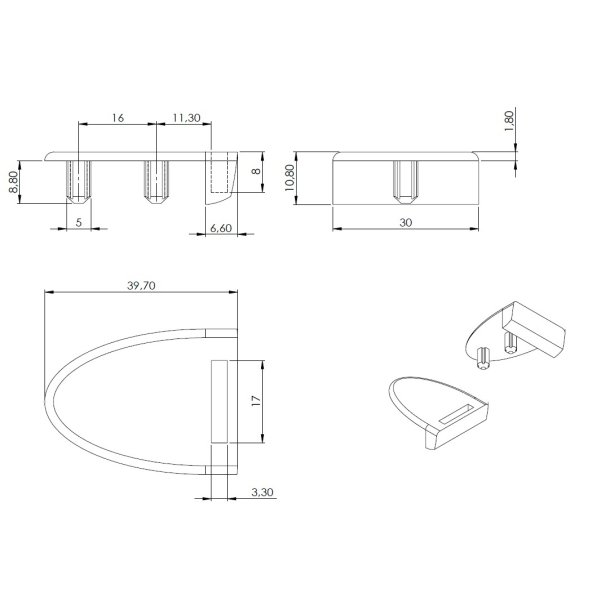 Slutblik til Vitrineskabsls "Vr" m/Enkelt Glas