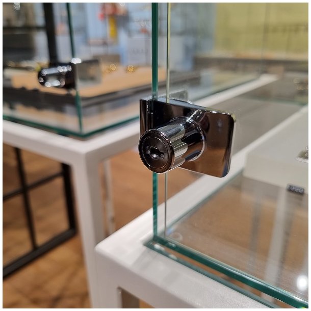 Vitrineskabsls "Sigyn" til 4-6mm Glas - Forkromet