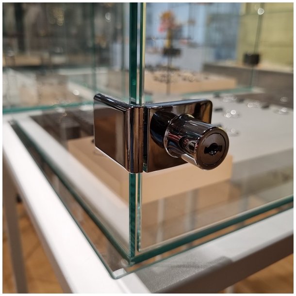 Vitrineskabsls "Sigyn" til 4-6mm Glas - Forkromet