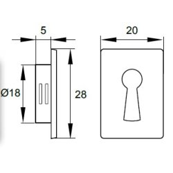 Indslags Ngleskilt 28x20mm - Slv Forniklet