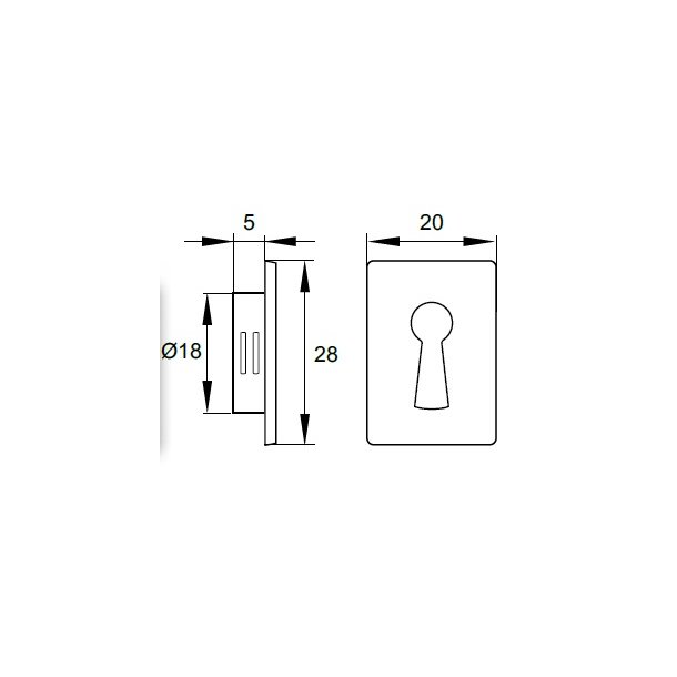 Indslags Ngleskilt 28x20mm - Slv Forniklet