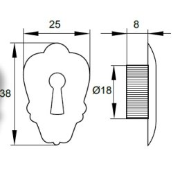 Indslags Ngleskilt 25x38mm - Poleret Messing
