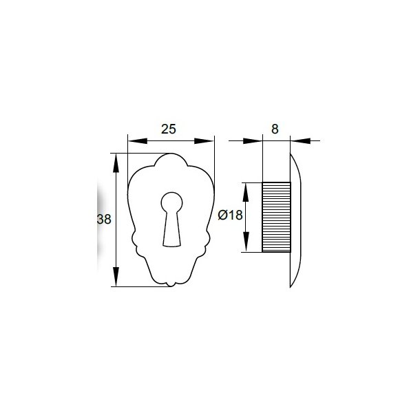 Indslags Ngleskilt 25x38mm - Poleret Messing