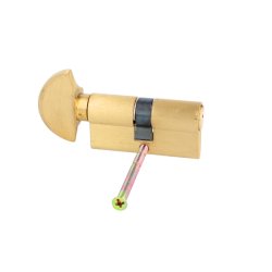 Profilcylinder med Vrider 60mm - Brstet Messing Finish