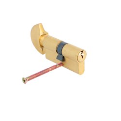 Profilcylinder med Vrider 60mm - Brstet Messing Finish