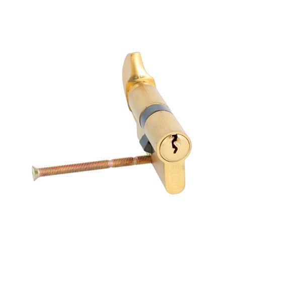 Profilcylinder med Vrider 60mm - Brstet Messing Finish