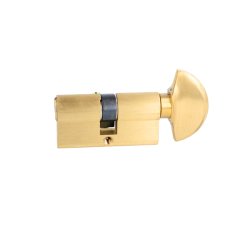 Profilcylinder med Vrider 60mm - Brstet Messing Finish