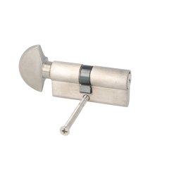 Profilcylinder med Vrider 64,5mm - Brstet Rustfri Finish