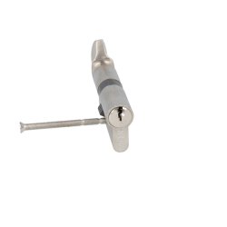 Profilcylinder med Vrider 64,5mm - Brstet Rustfri Finish
