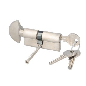 Profilcylinder med Vrider 64,5mm - Brstet Rustfri Finish