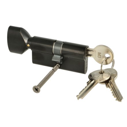 Profilcylinder 62mm med Vrider og Hovedn�gle M3 - Sort