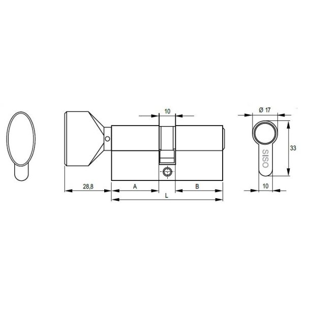 Profilcylinder 62mm med Vrider og Hovedngle Funktion M3