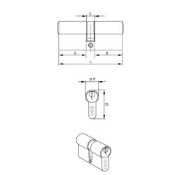 Profilcylinder 70mm - Poleret Forniklet