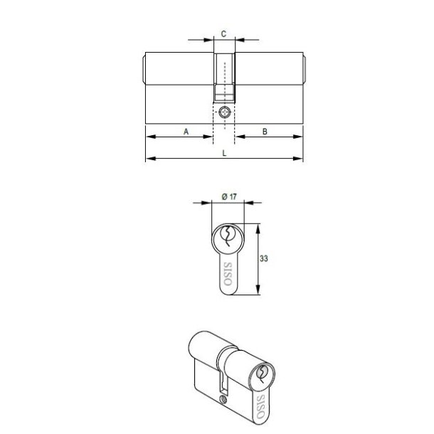 Profilcylinder 64,5mm - Poleret Messing Finish