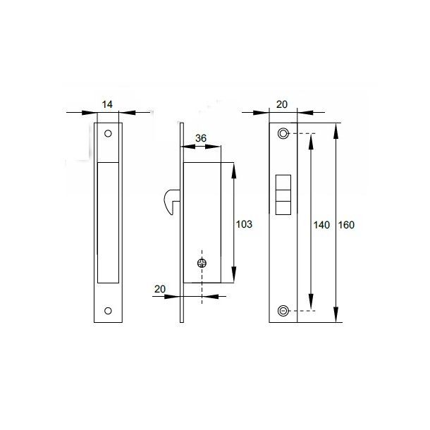 Lsekasse med Hage - Dornml 20mm - Samme Ngler