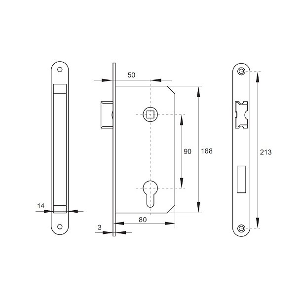 Lsekasse til Profilcylinder - Dornml 50mm - Hvid