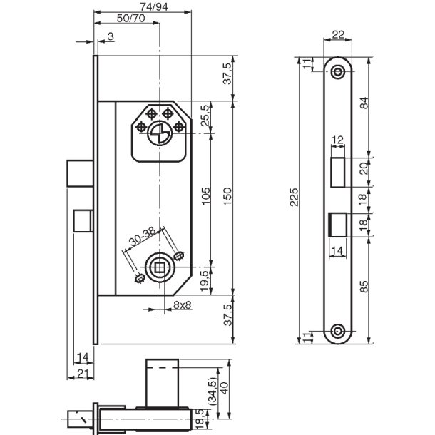 565 Lsekasse Inklusiv Slutblik - Venstre
