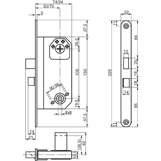 8765 Lsekasse Inklusiv Slutblik - Hjre