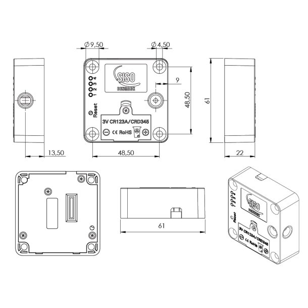 Elektronisk L�s "Iris-Mini" - Skjult - Mifare1/DESfire