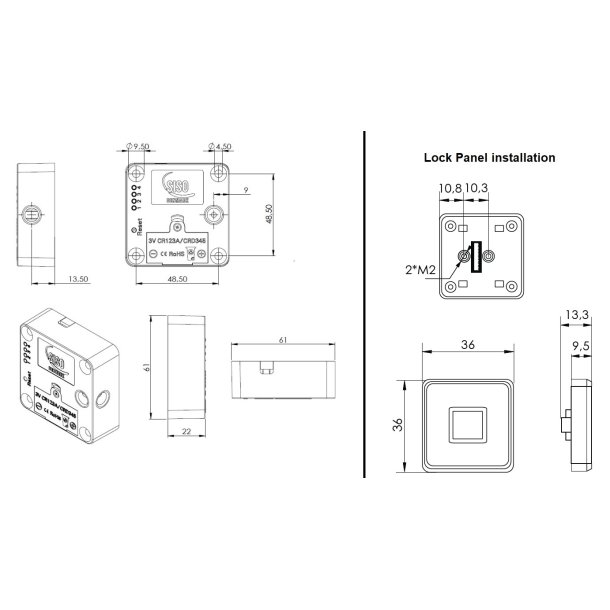 Elektronisk Fingeraftryksls "Iris - Mini"  - Mifare1