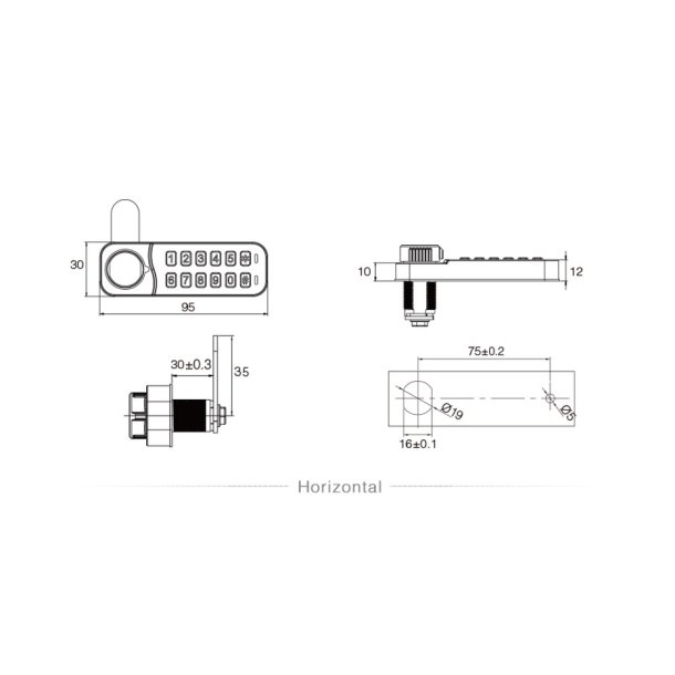 Elektr. Skabsl�s "Vic" 30mm, H�jre - Hvid - Privat/Offentlig