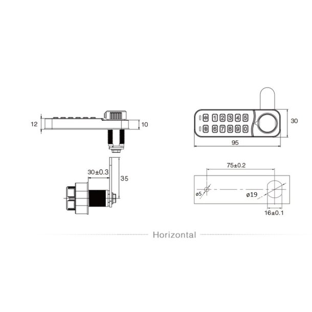 Elektr. Skabsl�s "Vic" 30mm, Venstre-Sort - Privat/Offentlig