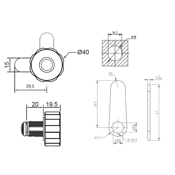 Elektronisk Fingeraftryksls "Fred" 19x20mm - APP