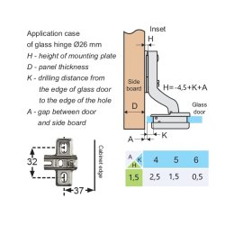 Skabshngsel t/Glas m/Fjederluk - 26mm (C) - 92 bning