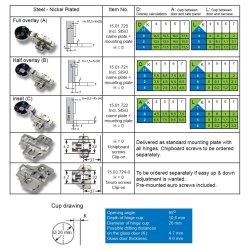 Skabshngsel t/Glas m/Softclose - 26mm (C) - 95 bning