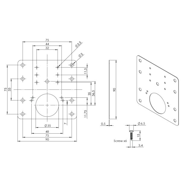 Reparationsplade 90x90mm til Hngsel - Rustfri Stl