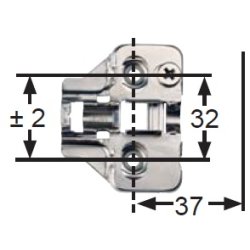 Montageplade H2 til Skabshngsel m/Softclose - EURO Skruer