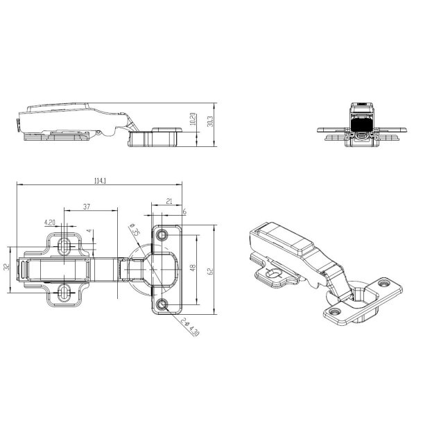 Skabshngsel (A) med Softclose- 35mm - 100 bning