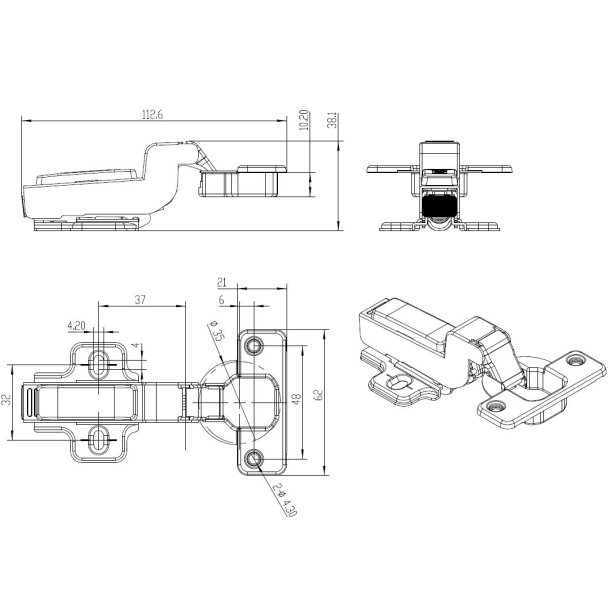 Skabshngsel (C) med Softclose- 35mm - 100 bning