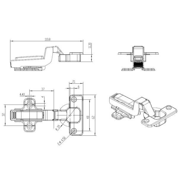 Skabshngsel (C) med Fjederluk - 35mm - 100 bning