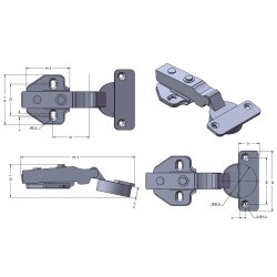 Rustfri Skabshngsel (A) m/Softclose - 35mm - 100 bning