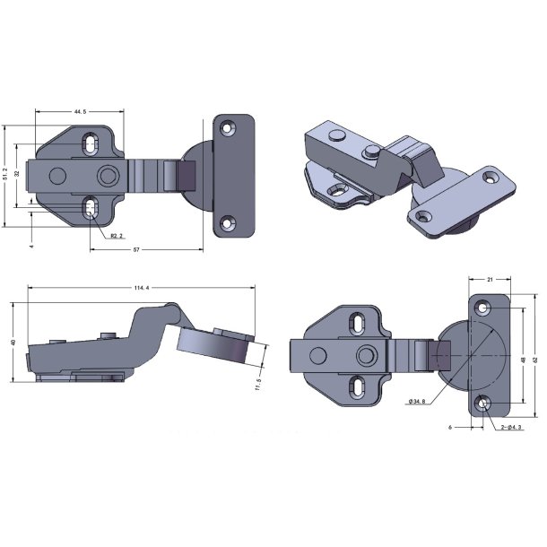 Rustfri Skabshngsel (C) m/Softclose - 35mm - 100 bning