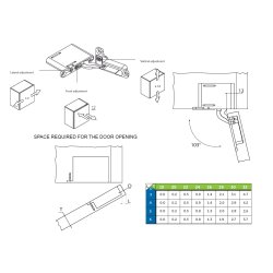 Skjult Skabshngsel "3D" Sort - med Softclose - Hjre