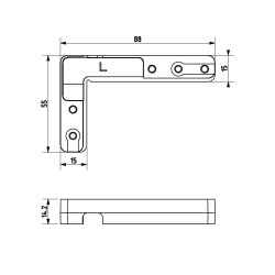 Hjrnebeslag til "3D" Skabshngsel Venstre