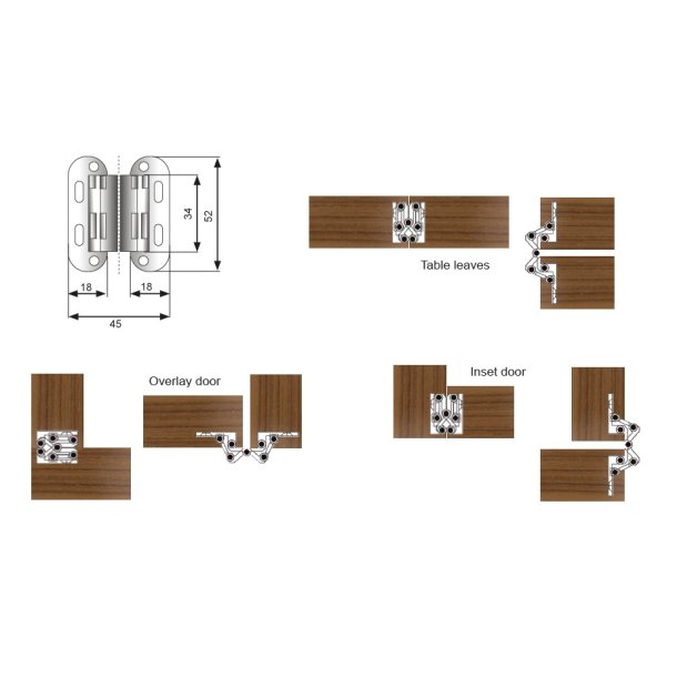 Skabshngsel - 180 bning - Rustfri Stl Look