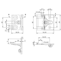 Skabshngsel "Easy"til 8-10mm Panel - Forkromet