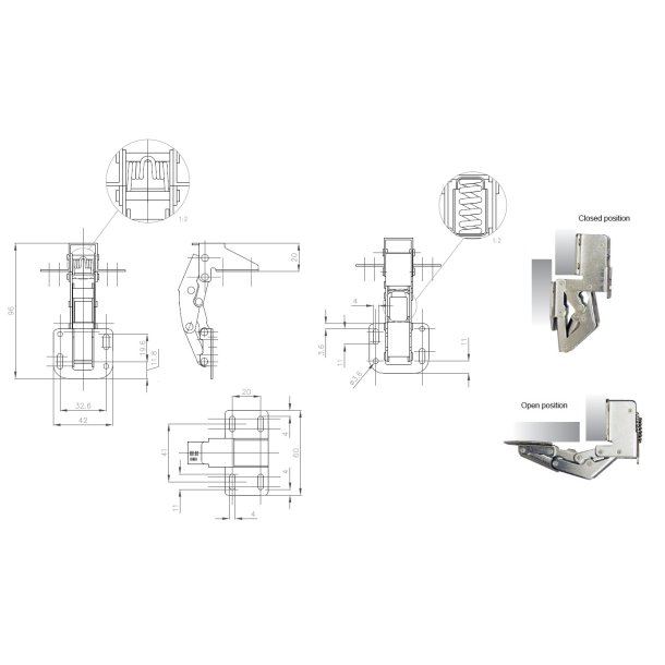 Skabshngsel med Fjederluk - Skjult - 90 grader