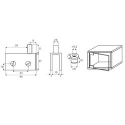 Vitrinehngsel St 4-8mm - uden Hulboring - Rustfri Look