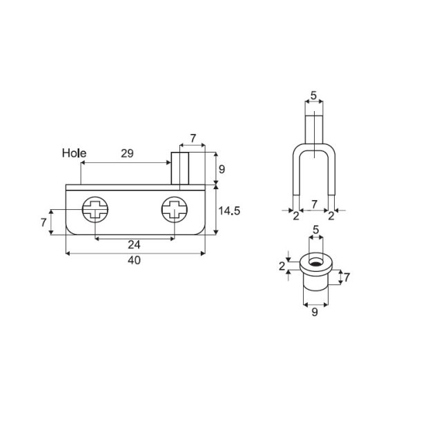 Vitrinehngsel St 4-5mm - uden Hulboring - Forkromet