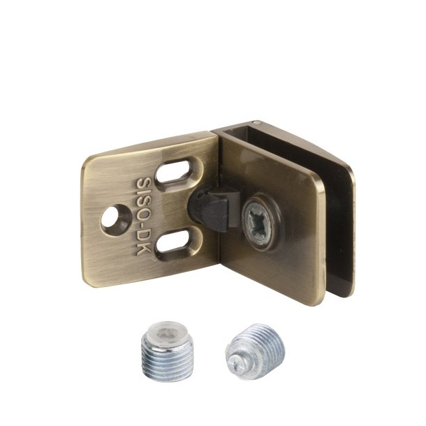 Vitrinehngsel Hjre 4-6mm Glas, Smal Mont.Plade- Bronzeret