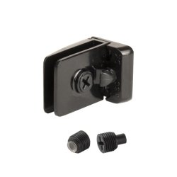 Vitrinehngsel Venstre 4-6mm Glas, Smal Mont.Plade- Sort