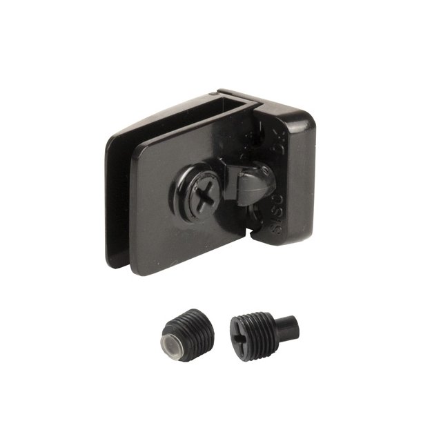 Vitrinehngsel Venstre 4-6mm Glas, Smal Mont.Plade- Sort