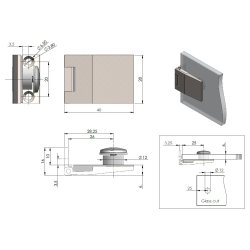 Vitrinehngsel til 6mm Glas - Rustfri Look