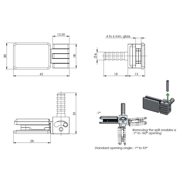 Vitrineh�ngsel "Bonsai" 4-6,75mm Glas - Forkromet